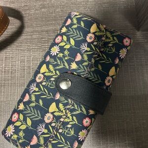 Floral Patterned Wallet with Snap Closure